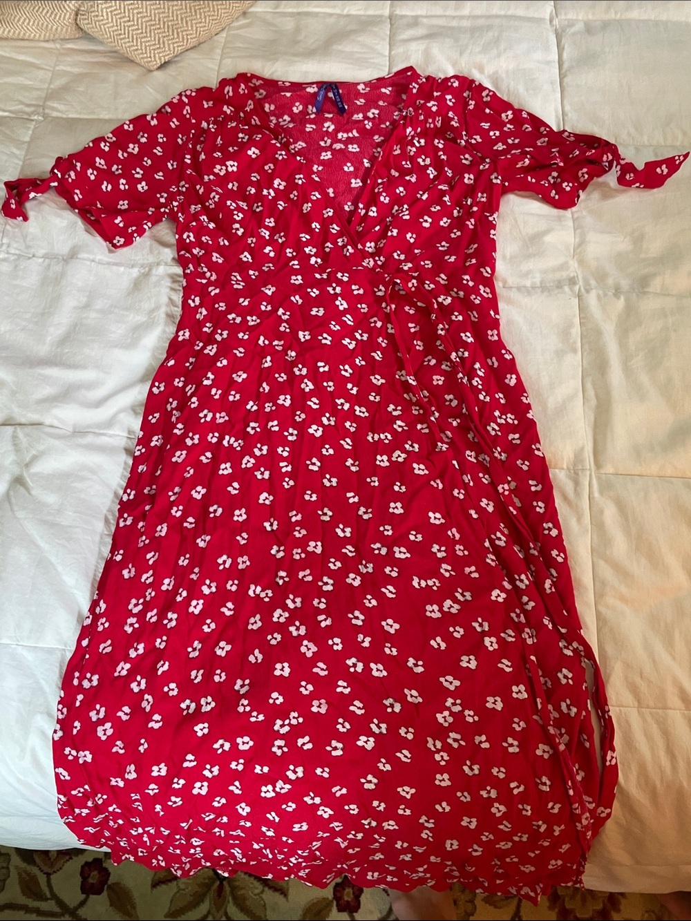Seraphine Red Floral Midi Maternity Dress